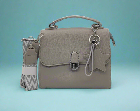 Elegant White Leather Handbag with Crossbody Strap - Premium Women's Shoulder Bag