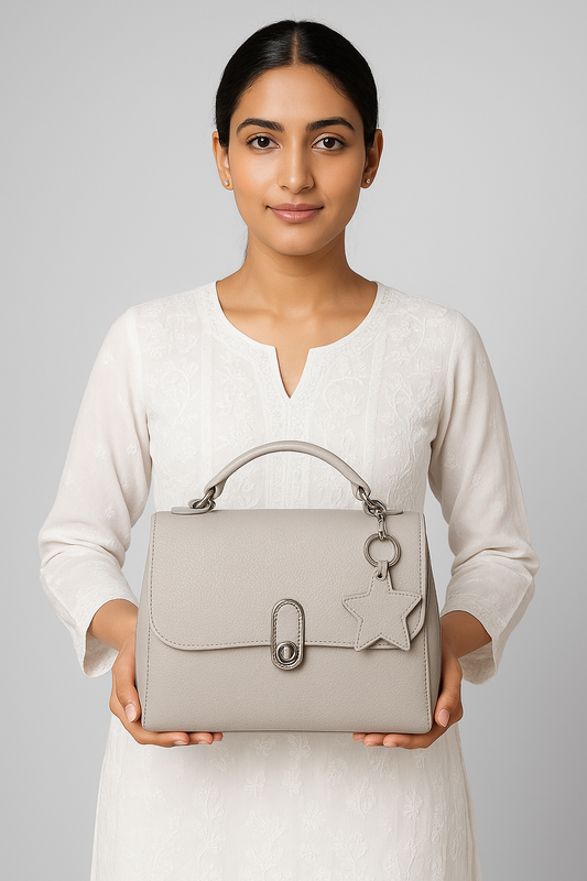 Elegant White Leather Handbag with Crossbody Strap - Premium Women's Shoulder Bag