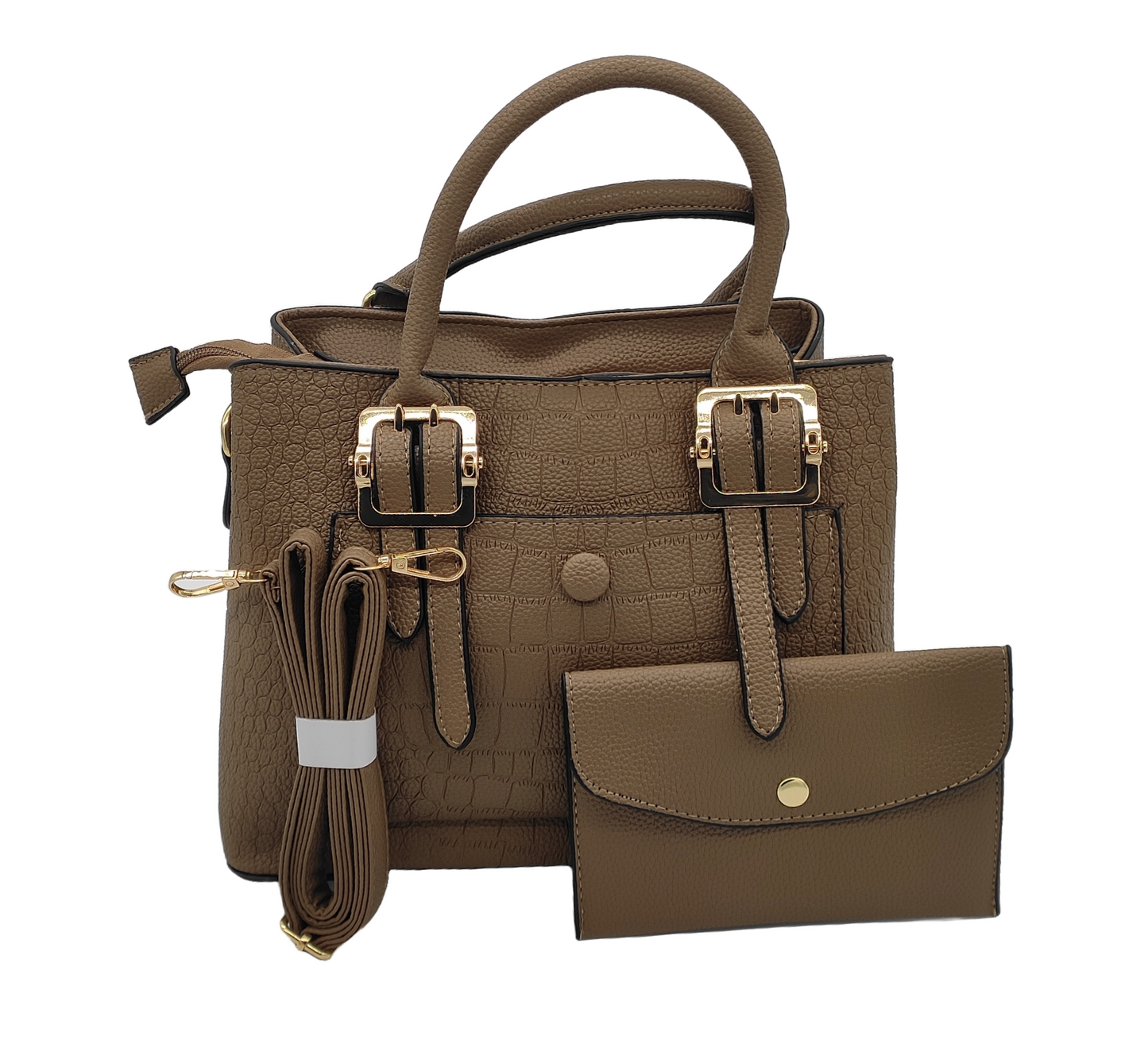 Crocodile Pattern Handbag Set with Matching Purse | Premium Women's Bag Collection