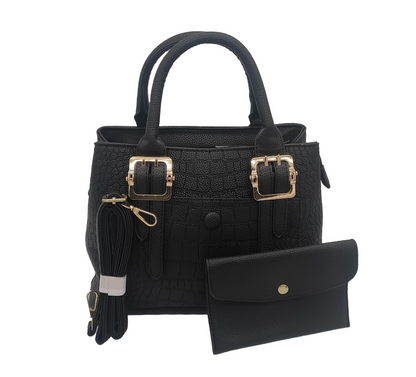 Crocodile Pattern Handbag Set with Matching Purse | Premium Women's Bag Collection