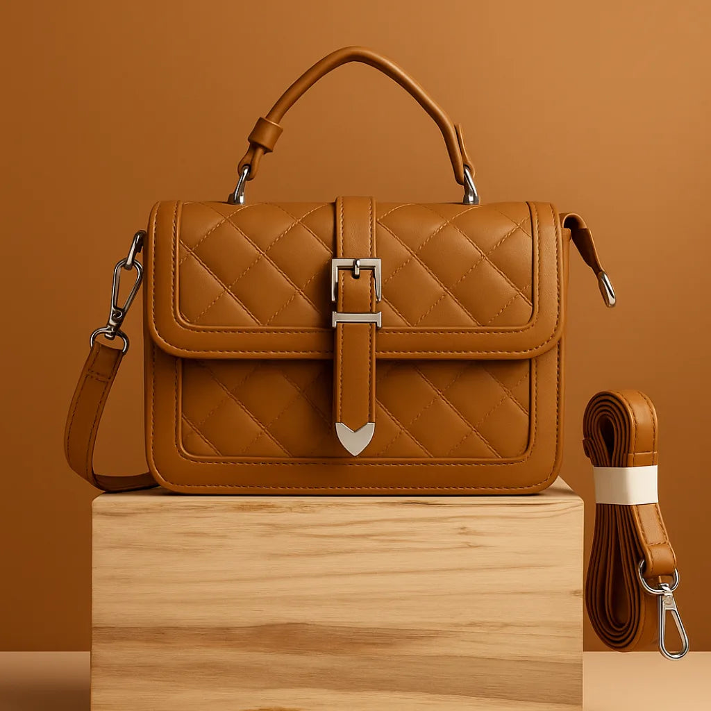 Premium Quilted Leather Handbag - Designer Crossbody Bag with Adjustable Strap