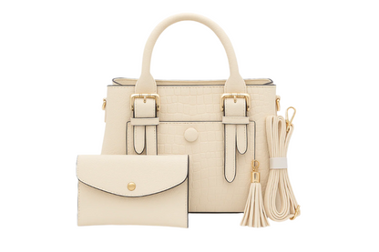 Crocodile Pattern Handbag Set with Matching Purse | Premium Women's Bag Collection