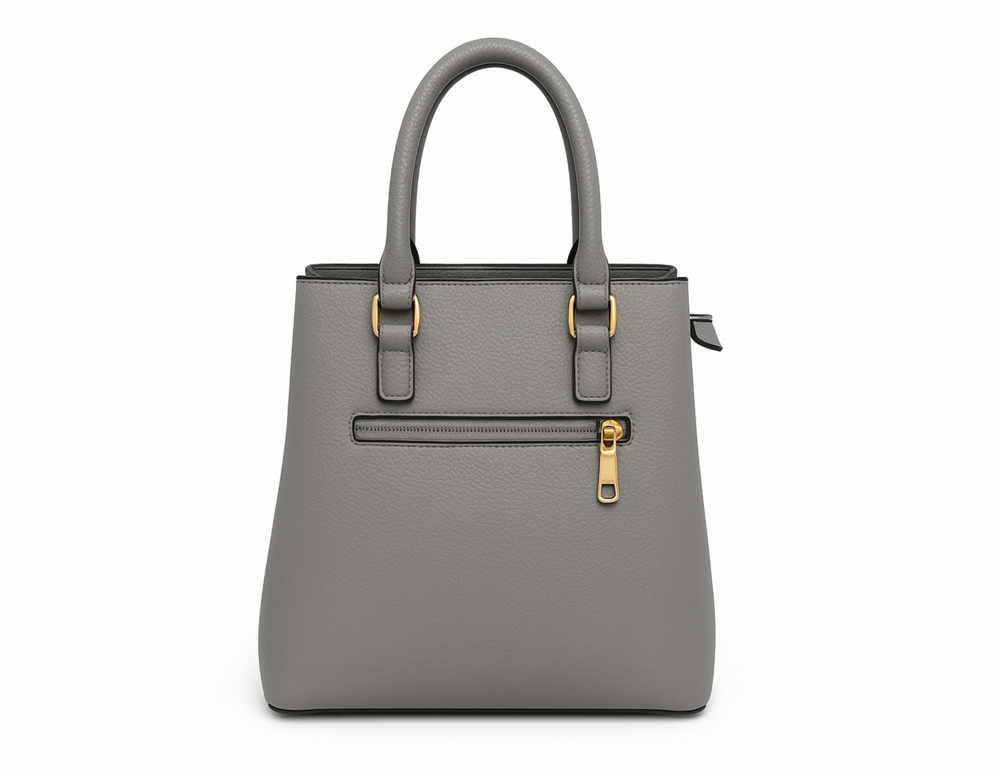 grey handbag back view