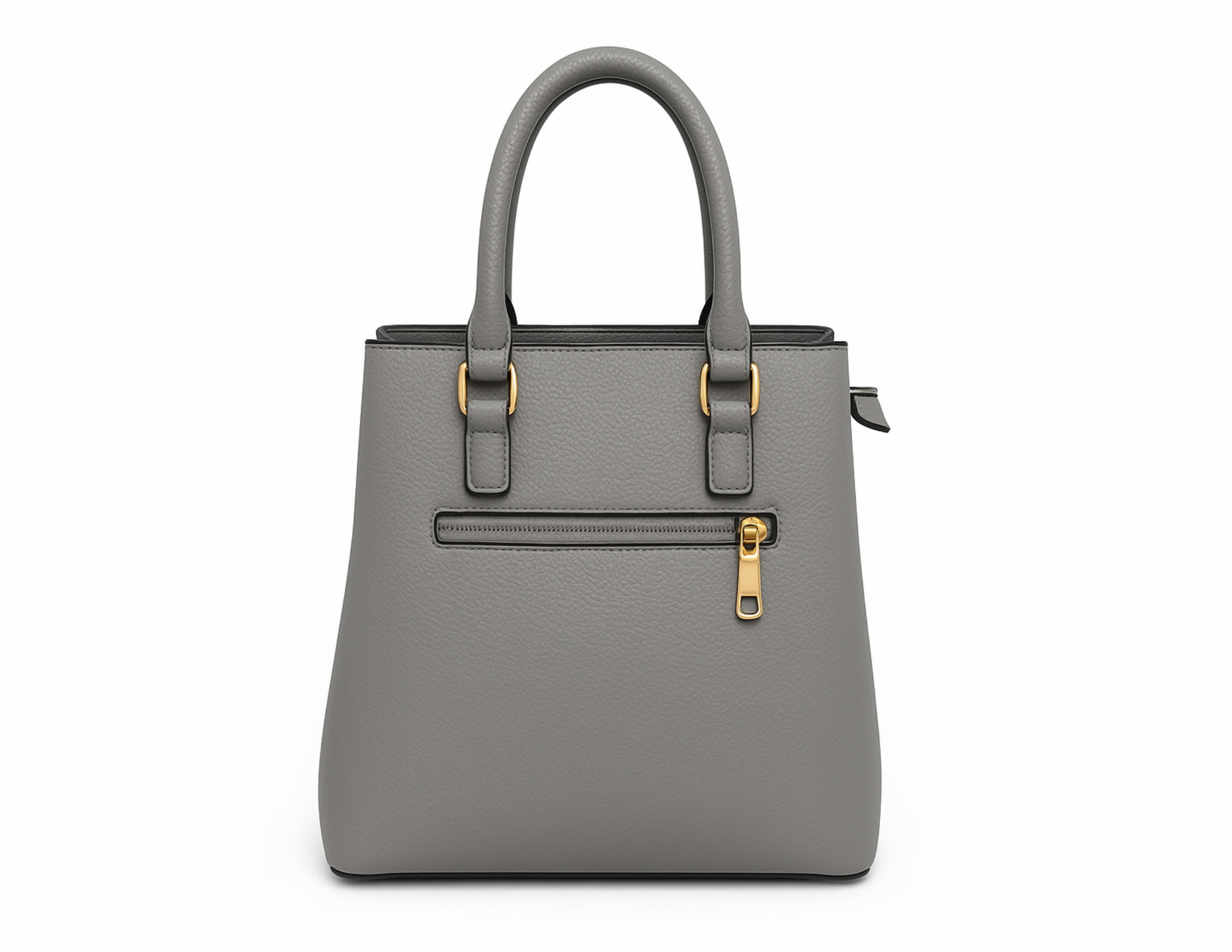 grey handbag back view