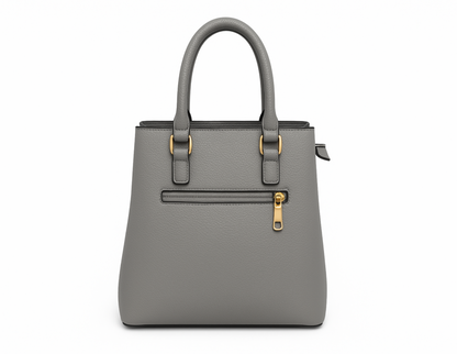 grey handbag back view