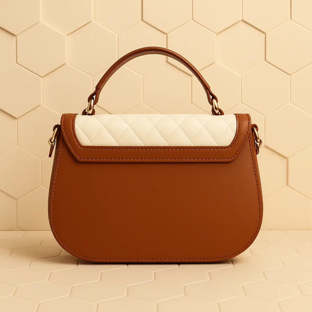 Quilted Crossbody Handbag - Designer Satchel with Adjustable Strap.