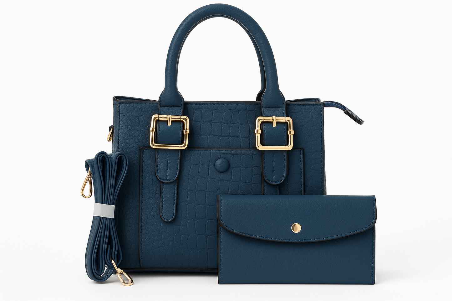 Crocodile Pattern Handbag Set with Matching Purse | Premium Women's Bag Collection