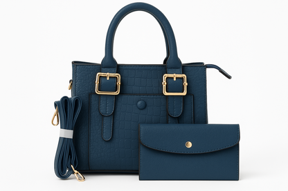 Crocodile Pattern Handbag Set with Matching Purse | Premium Women's Bag Collection